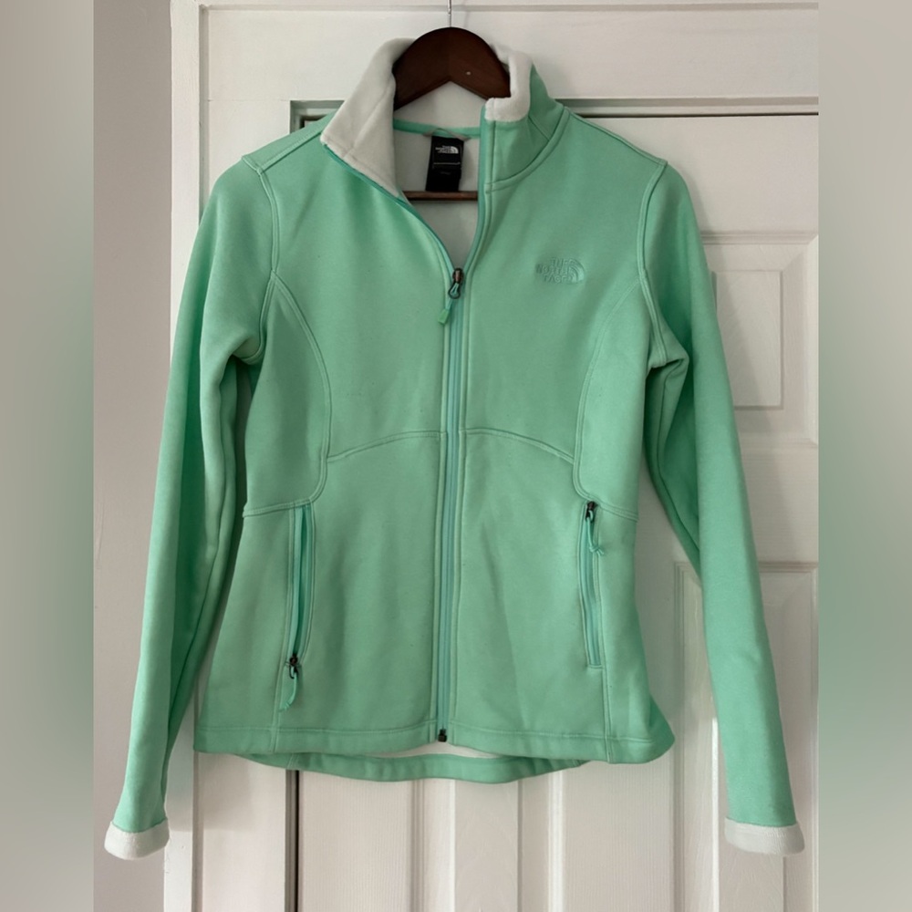 The North Face Agave Mint Green Fleece Zip Up Size Small Petite EUC‎